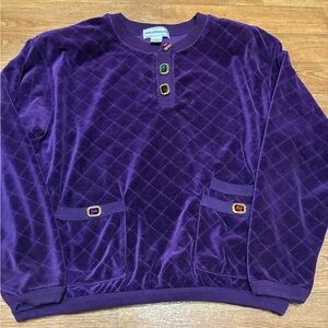 Women’s Vintage Westbound Purple Velour Sweatshirt With Jeweled Buttons Size LG